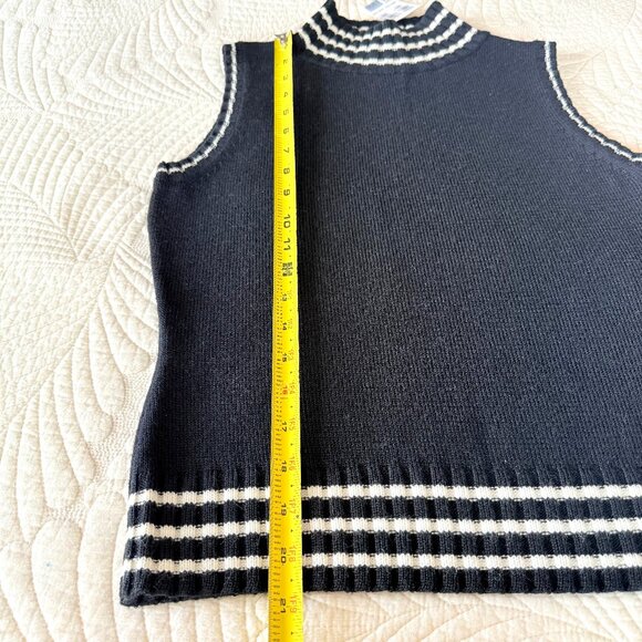 VTG Harolds Wool Black & White Striped Sleeveless Turtleneck Sweater Vest Size M - Picture 15 of 15